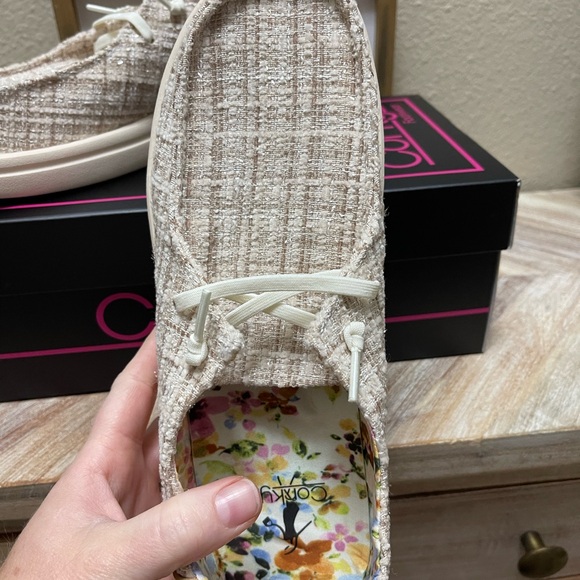Corkys Beige Tweed Casual Slip-Ons - Picture 3 of 5